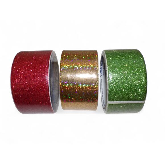 Crafting Glitter Metallic Holographic Duct Tape Lot #1 Holiday Gold Red Green - Picture 2 of 3
